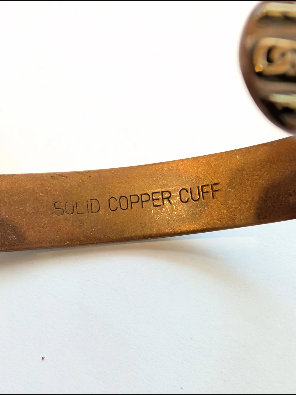 Copper Magnetic Cuff Bracelet with Braided Accent - Brown